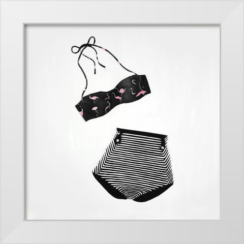 VINTAGE WOMENS SWIMSUIT White Modern Wood Framed Art Print by Atelier B Art Studio