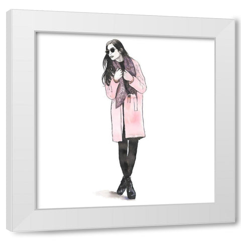 WOMAN SPRING LOOK White Modern Wood Framed Art Print by Atelier B Art Studio