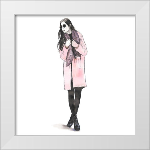 WOMAN SPRING LOOK White Modern Wood Framed Art Print by Atelier B Art Studio