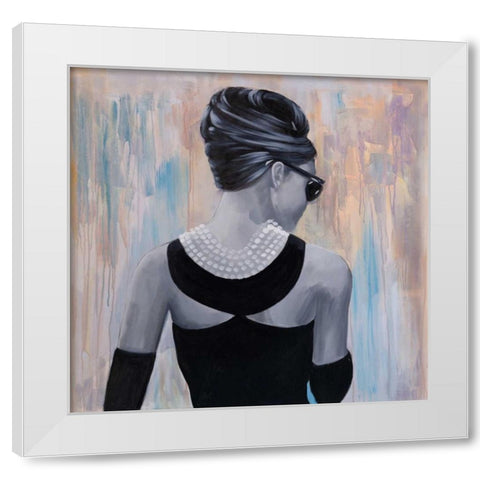 Audrey Hepburn Abstract Style Back View White Modern Wood Framed Art Print by Atelier B Art Studio