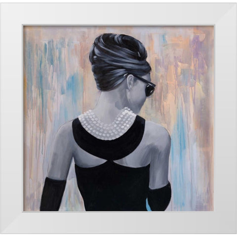 Audrey Hepburn Abstract Style Back View White Modern Wood Framed Art Print by Atelier B Art Studio