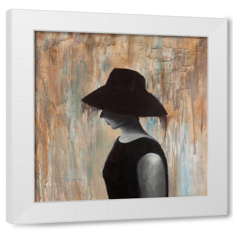 Audrey Hepburn with a Big Hat White Modern Wood Framed Art Print by Atelier B Art Studio