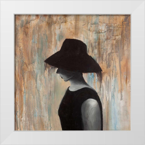 Audrey Hepburn with a Big Hat White Modern Wood Framed Art Print by Atelier B Art Studio