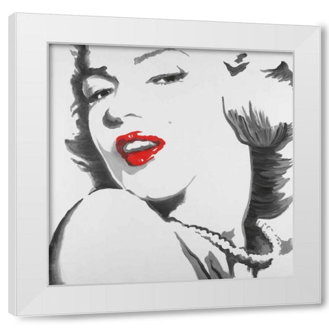 Marilyn Monroe Outline Style White Modern Wood Framed Art Print by Atelier B Art Studio