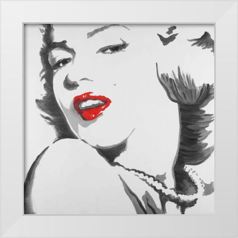 Marilyn Monroe Outline Style White Modern Wood Framed Art Print by Atelier B Art Studio