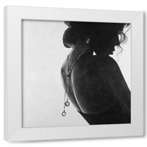 Classic Woman with Jewelry White Modern Wood Framed Art Print by Atelier B Art Studio