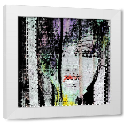 Abstract Colorful Woman Face White Modern Wood Framed Art Print by Atelier B Art Studio