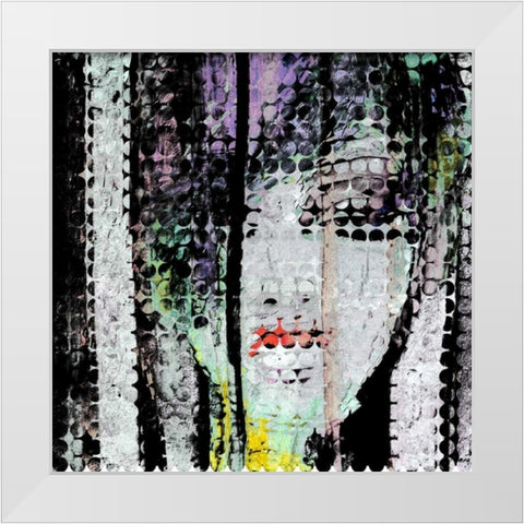 Abstract Colorful Woman Face White Modern Wood Framed Art Print by Atelier B Art Studio