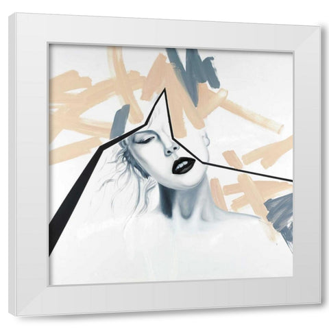 Abstract Beige Woman Portrait White Modern Wood Framed Art Print by Atelier B Art Studio