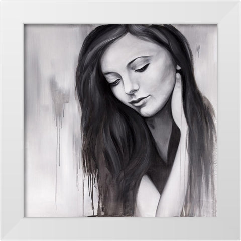 REALISTIC WOMAN PORTRAIT White Modern Wood Framed Art Print by Atelier B Art Studio