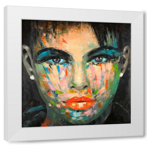 Abstract Portrait White Modern Wood Framed Art Print by Atelier B Art Studio