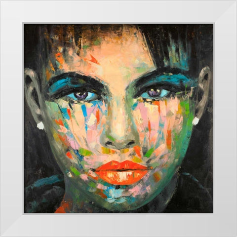 Abstract Portrait White Modern Wood Framed Art Print by Atelier B Art Studio