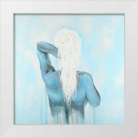 Dreamy Woman White Modern Wood Framed Art Print by Atelier B Art Studio
