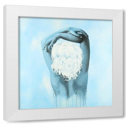 Sweet Woman White Modern Wood Framed Art Print by Atelier B Art Studio