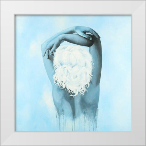 Sweet Woman White Modern Wood Framed Art Print by Atelier B Art Studio