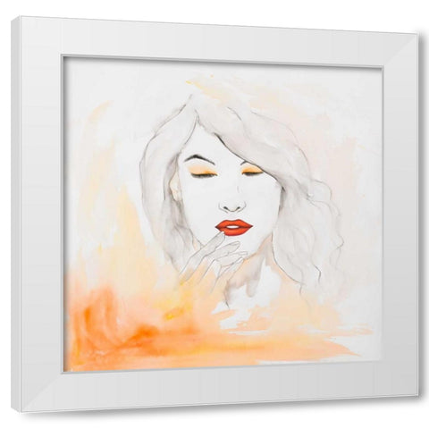 Portrait in Watercolor White Modern Wood Framed Art Print by Atelier B Art Studio