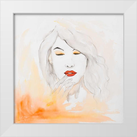 Portrait in Watercolor White Modern Wood Framed Art Print by Atelier B Art Studio