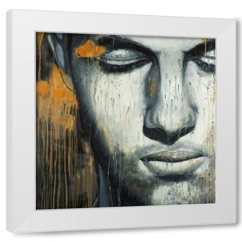 Abstract Man Face White Modern Wood Framed Art Print by Atelier B Art Studio