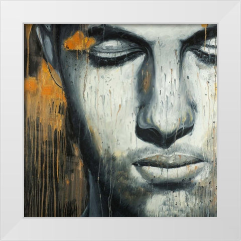 Abstract Man Face White Modern Wood Framed Art Print by Atelier B Art Studio