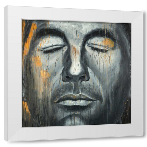 Abstract Man Portrait White Modern Wood Framed Art Print by Atelier B Art Studio