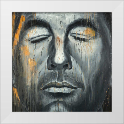 Abstract Man Portrait White Modern Wood Framed Art Print by Atelier B Art Studio