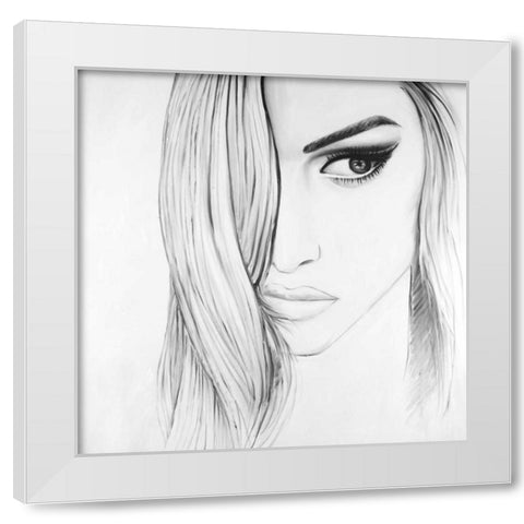 Black and White Portrait White Modern Wood Framed Art Print by Atelier B Art Studio