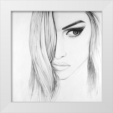 Black and White Portrait White Modern Wood Framed Art Print by Atelier B Art Studio