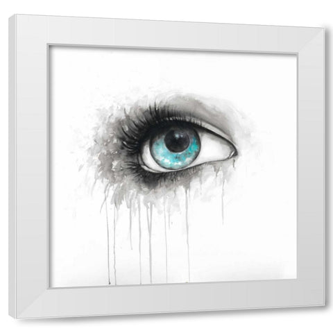 Blue Eye in Watercolor White Modern Wood Framed Art Print by Atelier B Art Studio