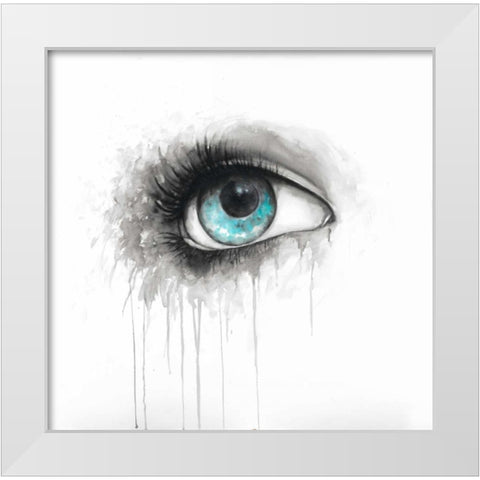 Blue Eye in Watercolor White Modern Wood Framed Art Print by Atelier B Art Studio