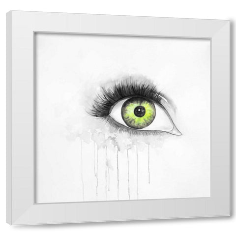 Green Eye in Watercolor White Modern Wood Framed Art Print by Atelier B Art Studio