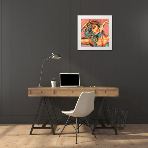 Sensual Tanned Lady with Paint Splash White Modern Wood Framed Art Print by Atelier B Art Studio