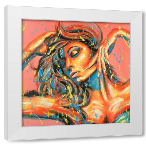 Sensual Tanned Lady with Paint Splash White Modern Wood Framed Art Print by Atelier B Art Studio