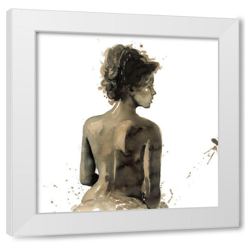 WOMANS BACK IN SEPIA White Modern Wood Framed Art Print by Atelier B Art Studio