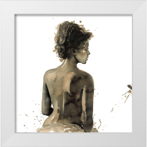 WOMANS BACK IN SEPIA White Modern Wood Framed Art Print by Atelier B Art Studio