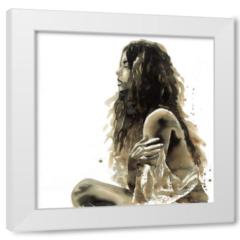 WOMAN IN SEPIA White Modern Wood Framed Art Print by Atelier B Art Studio