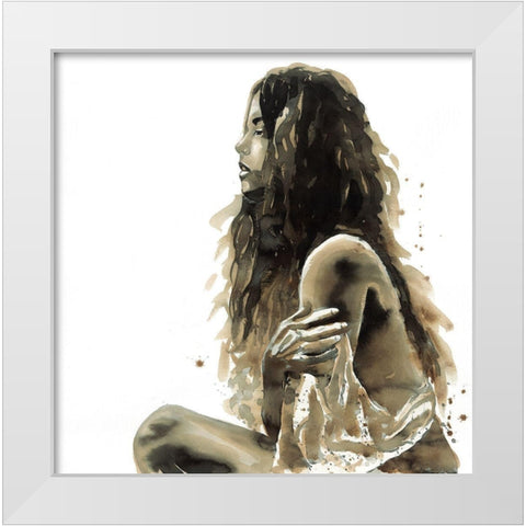 WOMAN IN SEPIA White Modern Wood Framed Art Print by Atelier B Art Studio