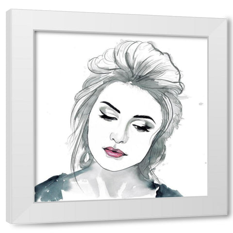 WATERCOLOR DELICATE WOMAN White Modern Wood Framed Art Print by Atelier B Art Studio