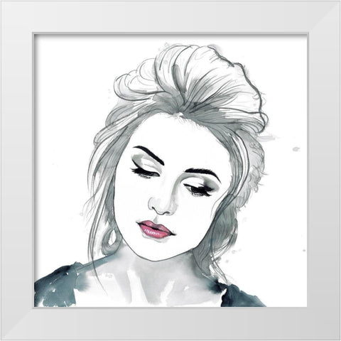 WATERCOLOR DELICATE WOMAN White Modern Wood Framed Art Print by Atelier B Art Studio
