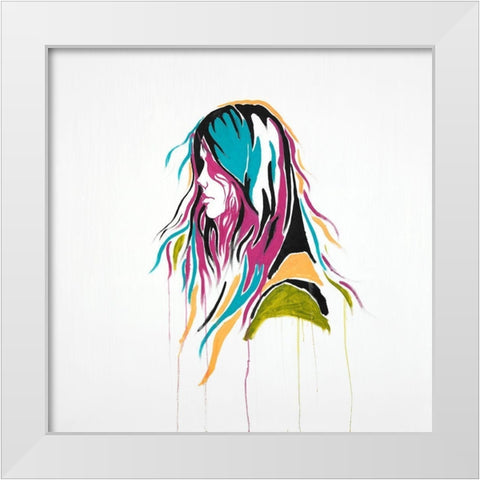 GRAFFITI STREET ART WOMAN White Modern Wood Framed Art Print by Atelier B Art Studio