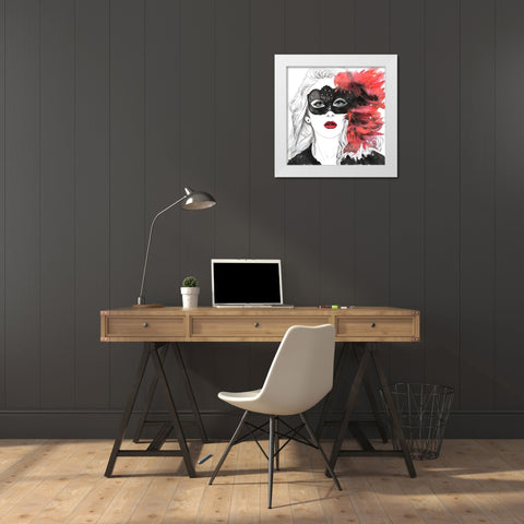 MASKED BALL White Modern Wood Framed Art Print by Atelier B Art Studio