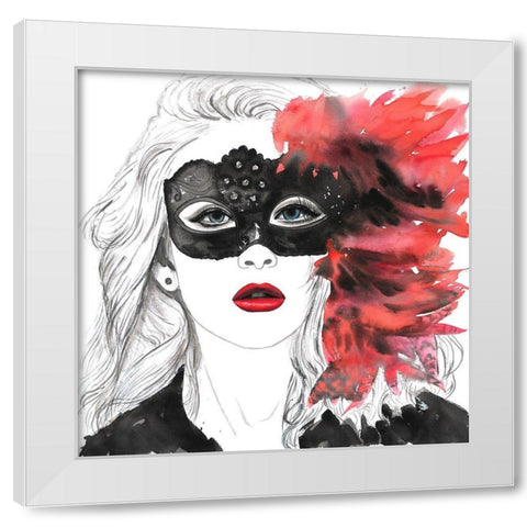 MASKED BALL White Modern Wood Framed Art Print by Atelier B Art Studio