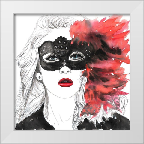 MASKED BALL White Modern Wood Framed Art Print by Atelier B Art Studio