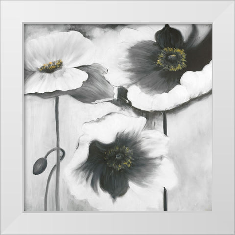 BLACK AND WHITE FLOWERS White Modern Wood Framed Art Print by Atelier B Art Studio