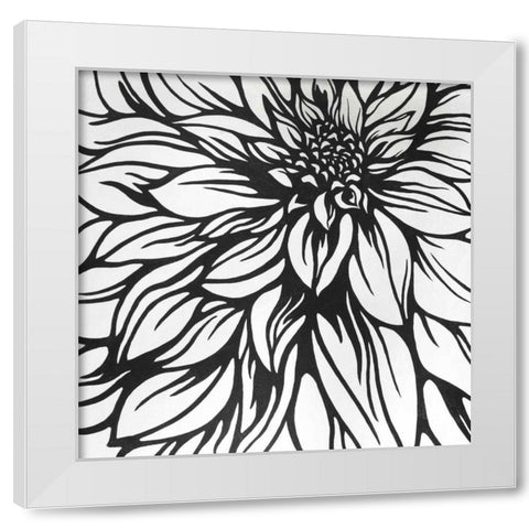 Dahlia Flower Outline Style White Modern Wood Framed Art Print by Atelier B Art Studio