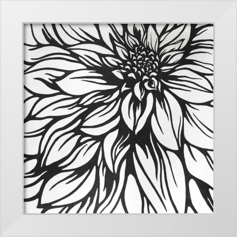 Dahlia Flower Outline Style White Modern Wood Framed Art Print by Atelier B Art Studio