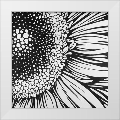 Gerbera Flower Outline Style White Modern Wood Framed Art Print by Atelier B Art Studio