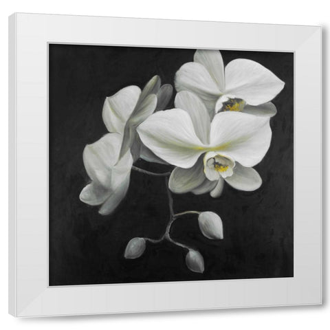 White Orchids White Modern Wood Framed Art Print by Atelier B Art Studio