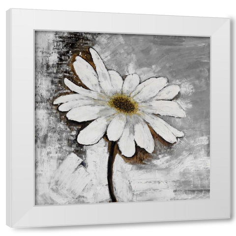 Abstract Daisy Flower White Modern Wood Framed Art Print by Atelier B Art Studio