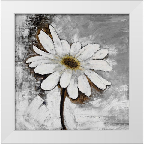 Abstract Daisy Flower White Modern Wood Framed Art Print by Atelier B Art Studio