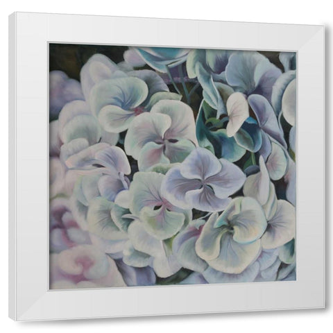 Colorful Hydrangea Flowers White Modern Wood Framed Art Print by Atelier B Art Studio